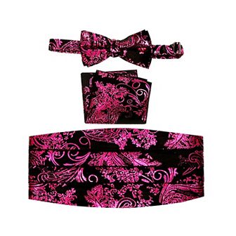 Gioberti Boy's Adjustable Satin and Paisley Cummerbund Set