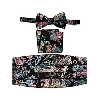 Gioberti Boy's Adjustable Satin and Paisley Cummerbund Set