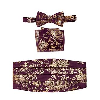 Gioberti Boy's Adjustable Satin and Paisley Cummerbund Set