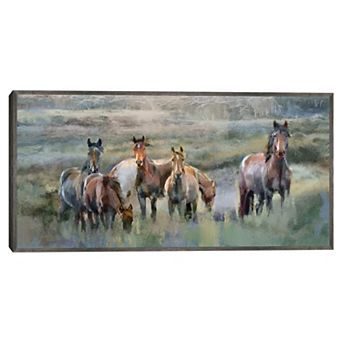 17" x 34" Spring Grazers Framed Horse Wall Art
