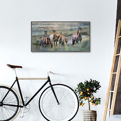17" x 34" Spring Grazers Framed Horse Wall Art