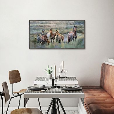 17" x 34" Spring Grazers Framed Horse Wall Art