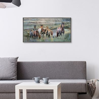 17" x 34" Spring Grazers Framed Horse Wall Art