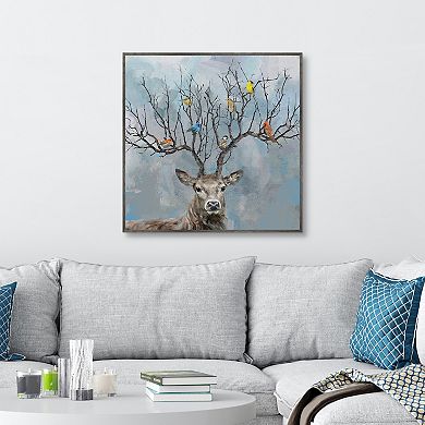 30" x 30" Nearest & Deerest Framed Deer and Bird Wall Art