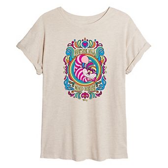 Disney's Alice in Wonderland Cheshire Cat Juniors' We're All Mad Here Oversized Tee