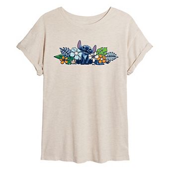 Disney's Lilo & Stitch Juniors' Flowers Oversized Tee