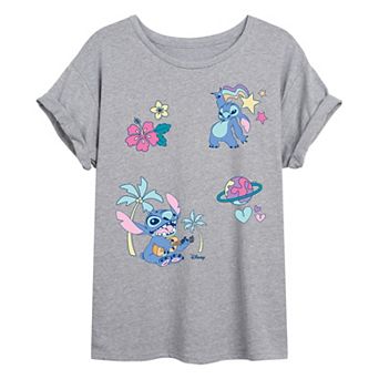 Disney's Lilo & Stitch Juniors' Patchwork Oversized Tee