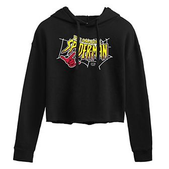Juniors' Marvel Spider-Man Cropped Hoodie