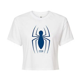 Juniors' Marvel Spider-Man Logo Cropped Tee