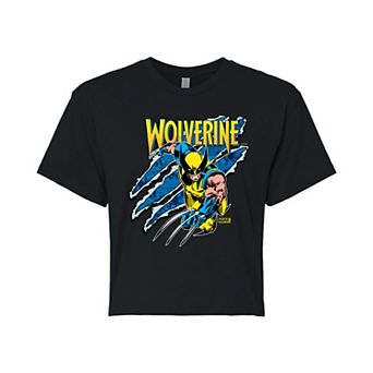 Juniors' Marvel X-Men Wolverine Claw Tear Cropped Tee
