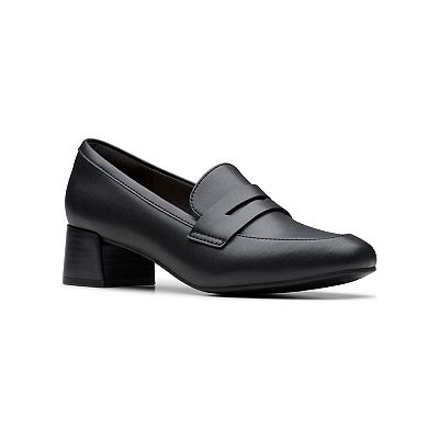 knee length dresses for ladies Clarks Women's Un.Loop Leather Slip On Shoes in Black – V&A Bootery INC