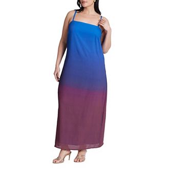 ELOQUII Women's Plus Size Ombre Chiffon Dress