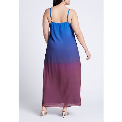 ELOQUII Women's Plus Size Ombre Chiffon Dress