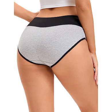 Women's 5 Packs Underpants Stretch Briefs Breathable Contrast Color Panties