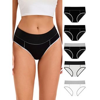Women's 5 Packs Underpants Stretch Briefs Breathable Contrast Color Panties