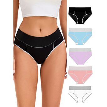 Women's 5 Packs Underpants Stretch Briefs Breathable Contrast Color Panties