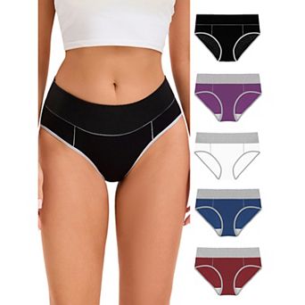 Women's 5 Packs Underpants Stretch Briefs Breathable Contrast Color Panties