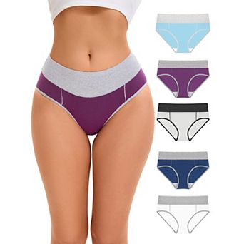 Women's 5 Packs Underpants Stretch Briefs Breathable Contrast Color Panties