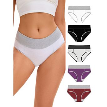 Women's 5 Packs Underpants Stretch Briefs Breathable Contrast Color Panties