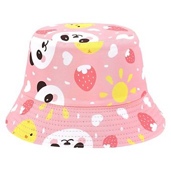 Colorful and Reversible Pink Pandas Summer Bucket Hats for Women & Teens
