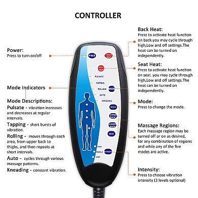 Snailax Back Massager Chair Pad, 10 Motors Massage Seat Cushion with Heat, Farher's Day Gifts