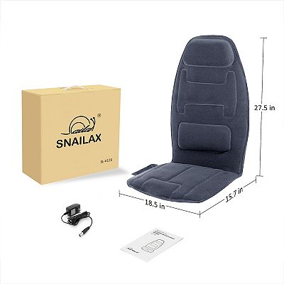 Snailax Massage Seat Cushion with Heat - Extra Memory Foam Support Pad in Neck and Lumbar ,10 Vibration Massage Motors, 2 Heat Levels, Back Massager