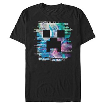 Men's Minecraft Glitchy Creeper Graphic Tee