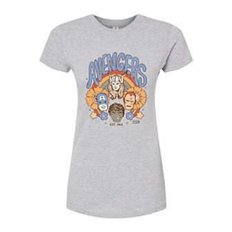 Juniors' Marvel The Avengers Floral Vintage Fitted Tee