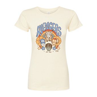Juniors' Marvel The Avengers Floral Vintage Fitted Tee