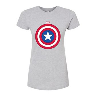 Juniors' Marvel Captain America Shield Fitted Tee