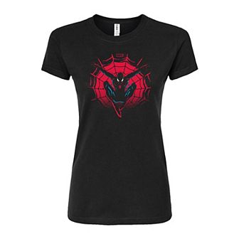 Juniors' Marvel Spider-Man Silhouette Fitted Tee