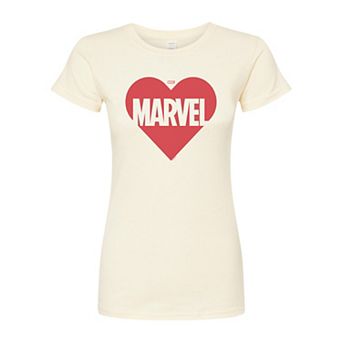 Juniors' Marvel Heart Logo Fitted Tee