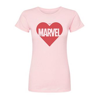 Juniors' Marvel Heart Logo Fitted Tee