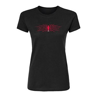 Juniors' Marvel Spider-Man Spider Web Icon Fitted Tee