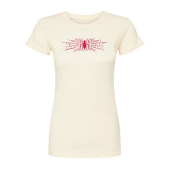 Juniors' Marvel Spider-Man Spider Web Icon Fitted Tee