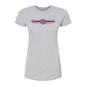 Juniors' Marvel Captain America Shield Icon Fitted Tee