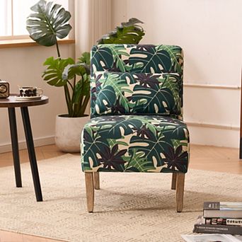 Unikome Leaf Print Accent Chair Modern Lounge Chair, 300 lbs Capacity