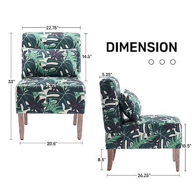 Unikome Leaf Print Accent Chair Modern Lounge Chair, 300 lbs Capacity