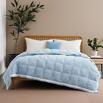 Unikome Cooling Lightweight Down Blanket Soft Summer Quilt with Color-Contrast Edging
