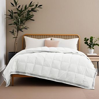 Unikome Cooling Lightweight Down Blanket Soft Summer Quilt with Color-Contrast Edging