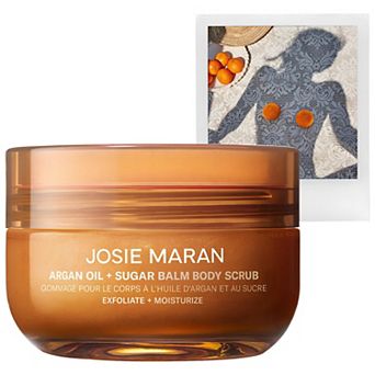 Josie Maran Topless Tangerine - Argan Oil + Sugar Balm Refillable Exfoliating Body Scrub Jar