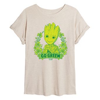Juniors' Marvel Guardians of the Galaxy Groot Go Green Oversized Tee