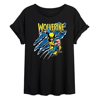 Juniors' Marvel X-Men Wolverine Claw Tear Oversized Tee