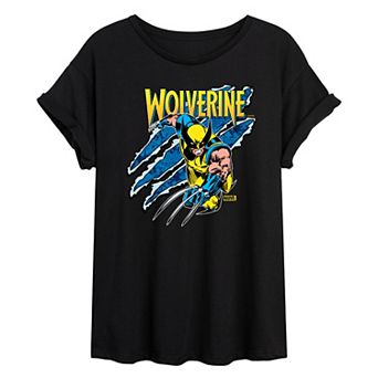 Juniors' Marvel X-Men Wolverine Claw Tear Oversized Tee