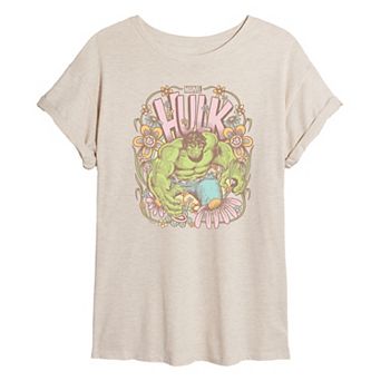 Juniors' Marvel Hulk Vintage Floral Oversized Tee