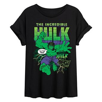 Juniors' Marvel Hulk The Incredible Hulk Oversized Tee