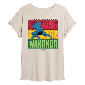 Juniors' Marvel Black Panther King of Wakanda Oversized Tee