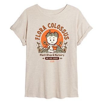 Juniors' Marvel Guardians Of The Galaxy Groot Flora Colossus Oversized Tee