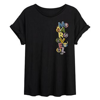 Juniors' Marvel Villains Stacked Oversized Tee