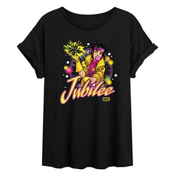 Juniors' Marvel X-Men Jubilee Logo Oversized Tee
